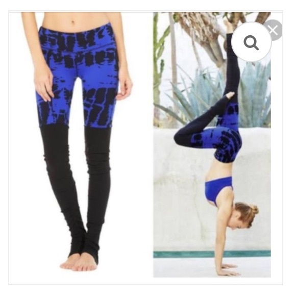 Alo Size S Small Blue and Black Goddess Leggings - Picture 1 of 5